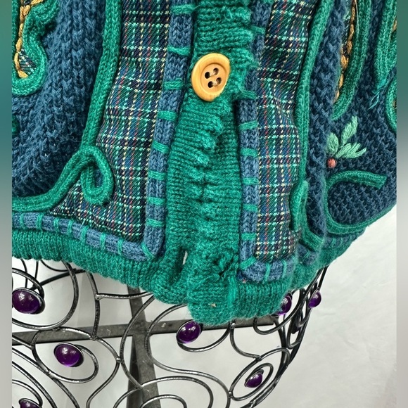 Vintage Koret blue floral embroidered button down vest size L - Picture 2 of 13